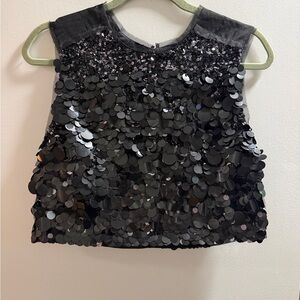 Aje Black Sequin Crop Tank with Branded Tag